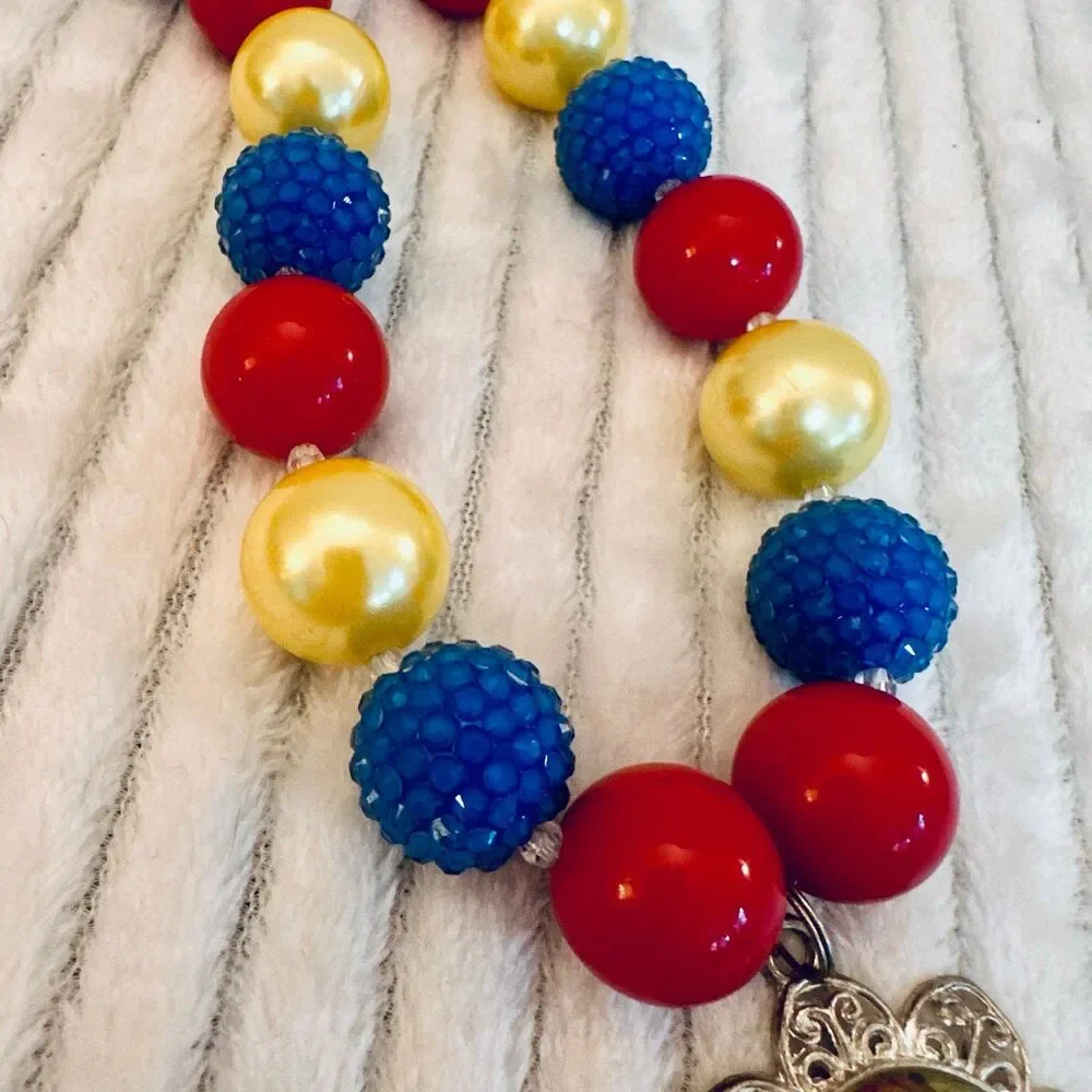 Handmade Princess Snow White Inspired Chunky Bubblegum Bead Necklace